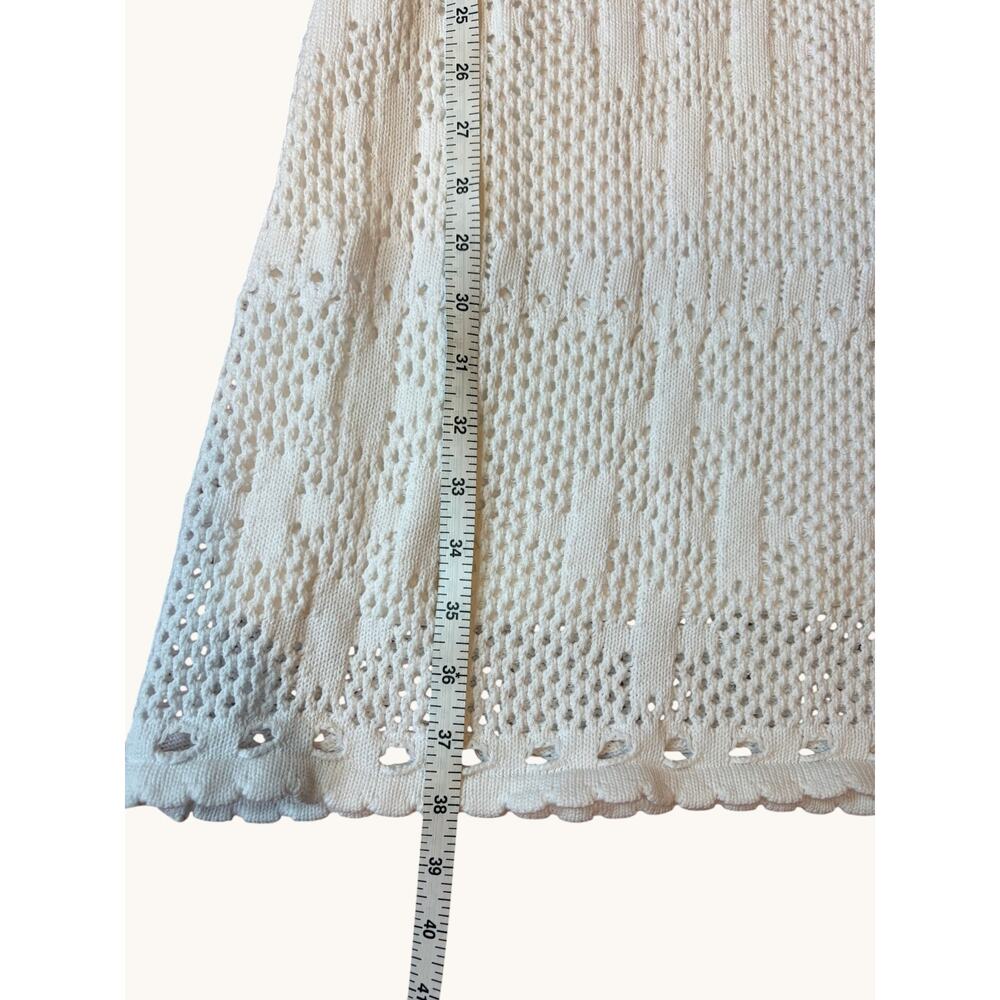 SUNDANCE Women's Crochet Knit Dress Large White Open Stitch Tank Resort - Picture 6 of 10